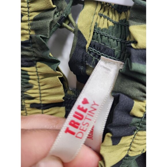 True Destiny BOHO Forest Fairy Top Large Green Camo Hi Low Mock Neck Casual - Picture 5 of 9